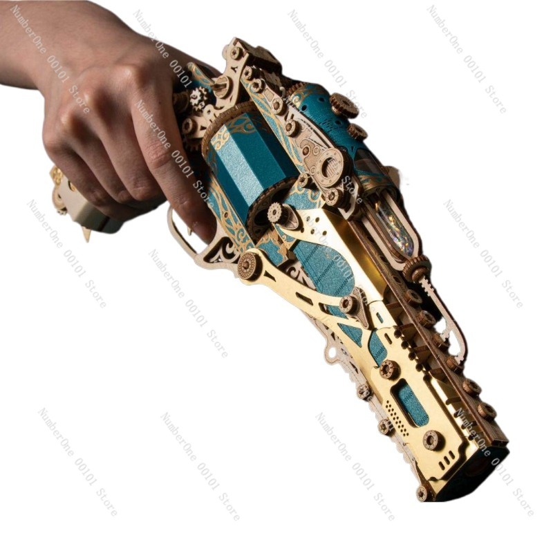 Model Kit Revolver - Creative Revolver Assembly Model Wooden Mortise