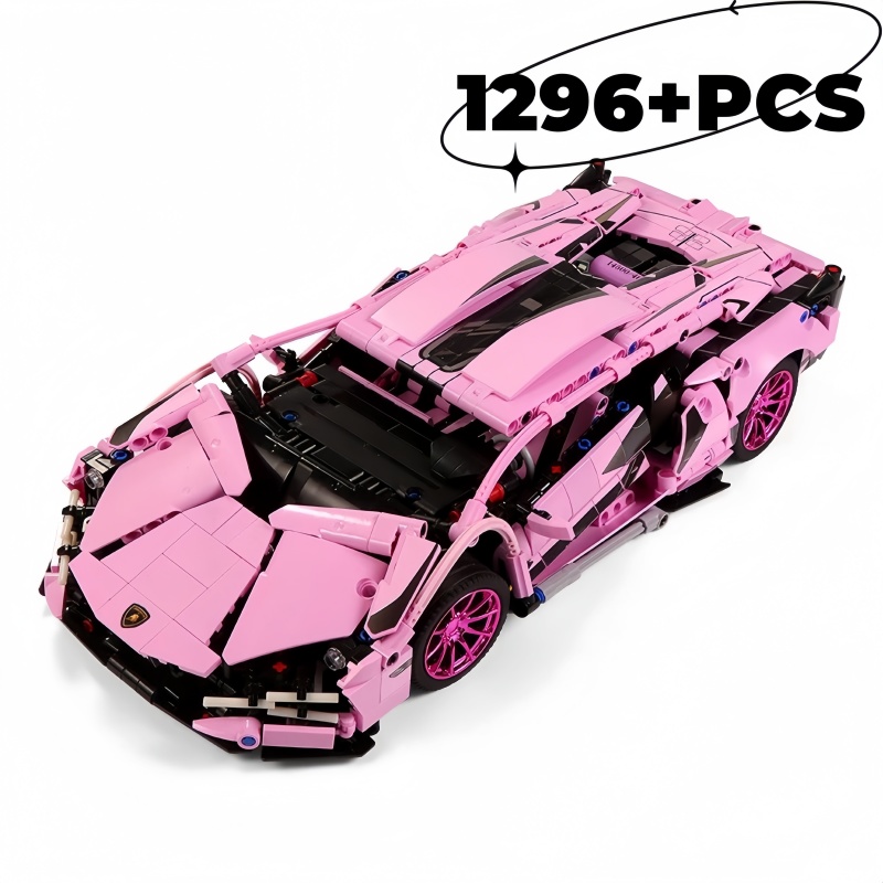 Model Kit Lamborghini - 1296+PCS Technical Pink Lamborghinied Racing Car